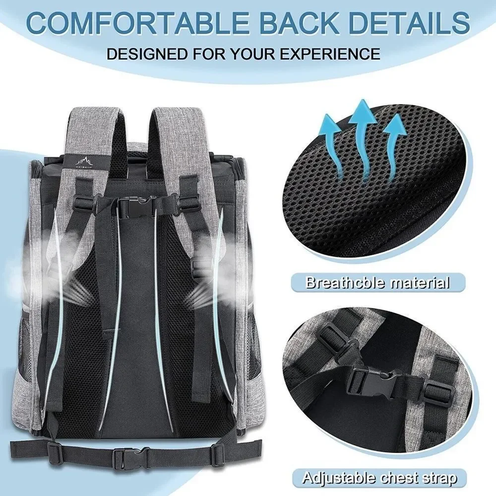 Ventilated Design Breathable, Pet Carrier Backpack for Dogs, Cats, with Pet Bow